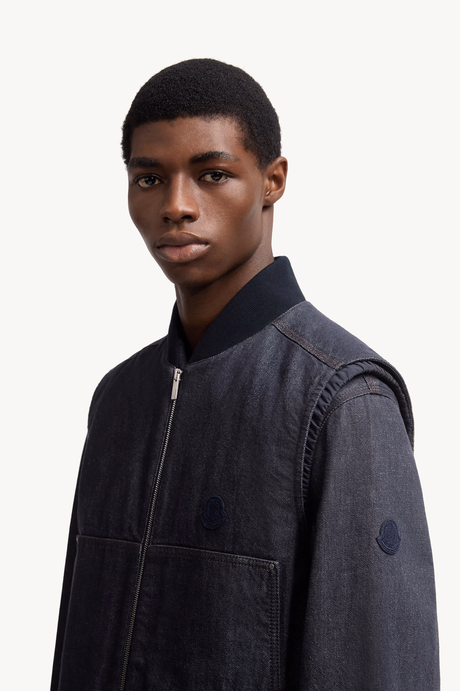 Chaleco plumífero de tejido vaquero Ranche Hombre Azul Denim Moncler 4